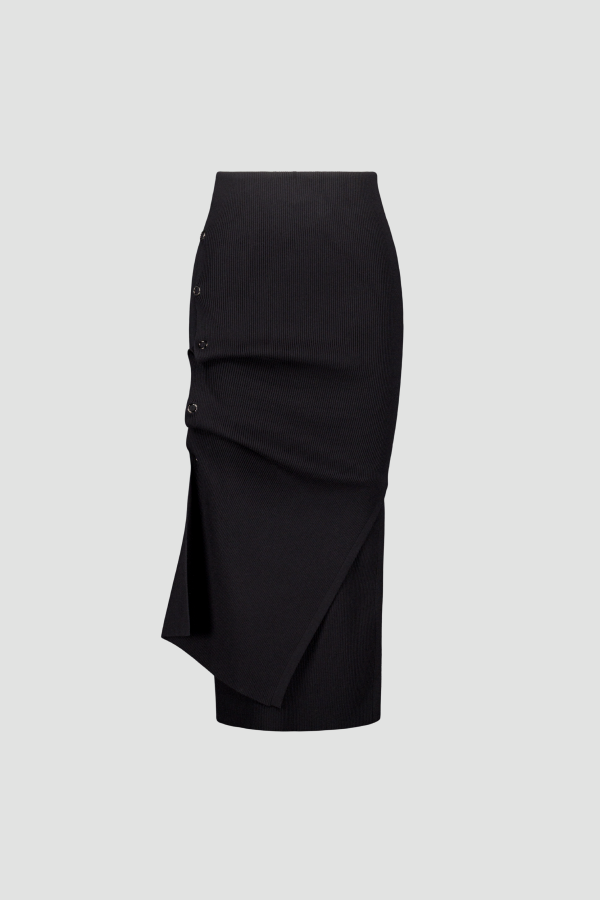SAEMDI Deconstructed Rib Skirt