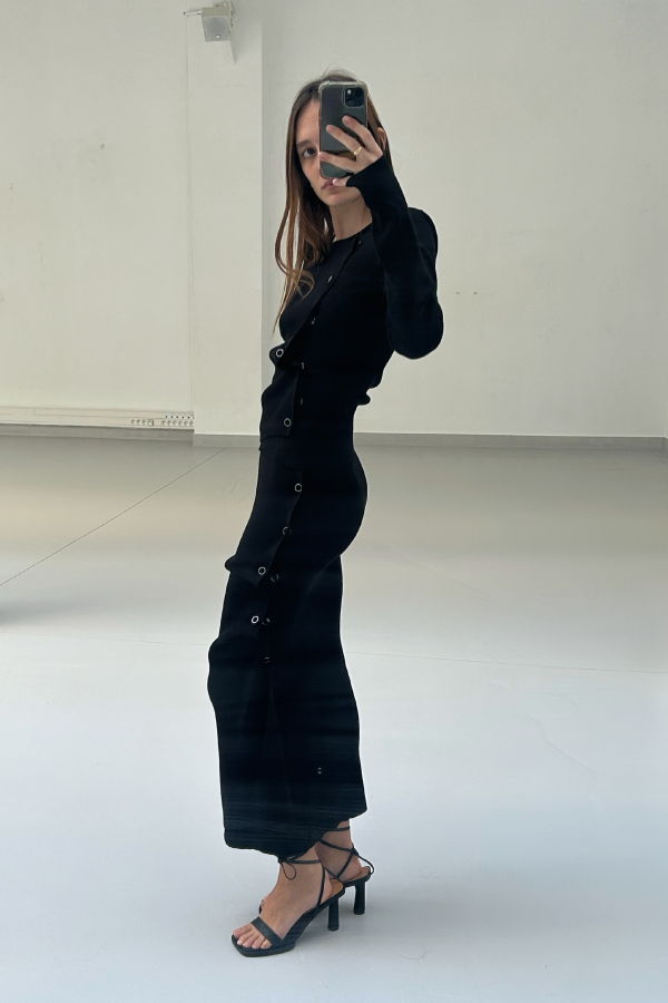 SAEMDI Deconstructed Rib Skirt