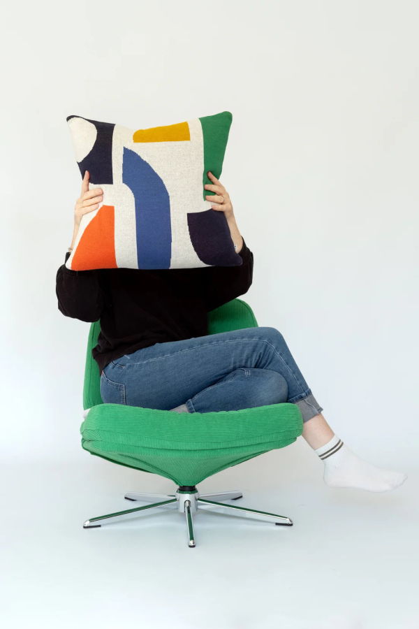 London Atelier Byproduct Cotton Knit Bruten Cushion Cover