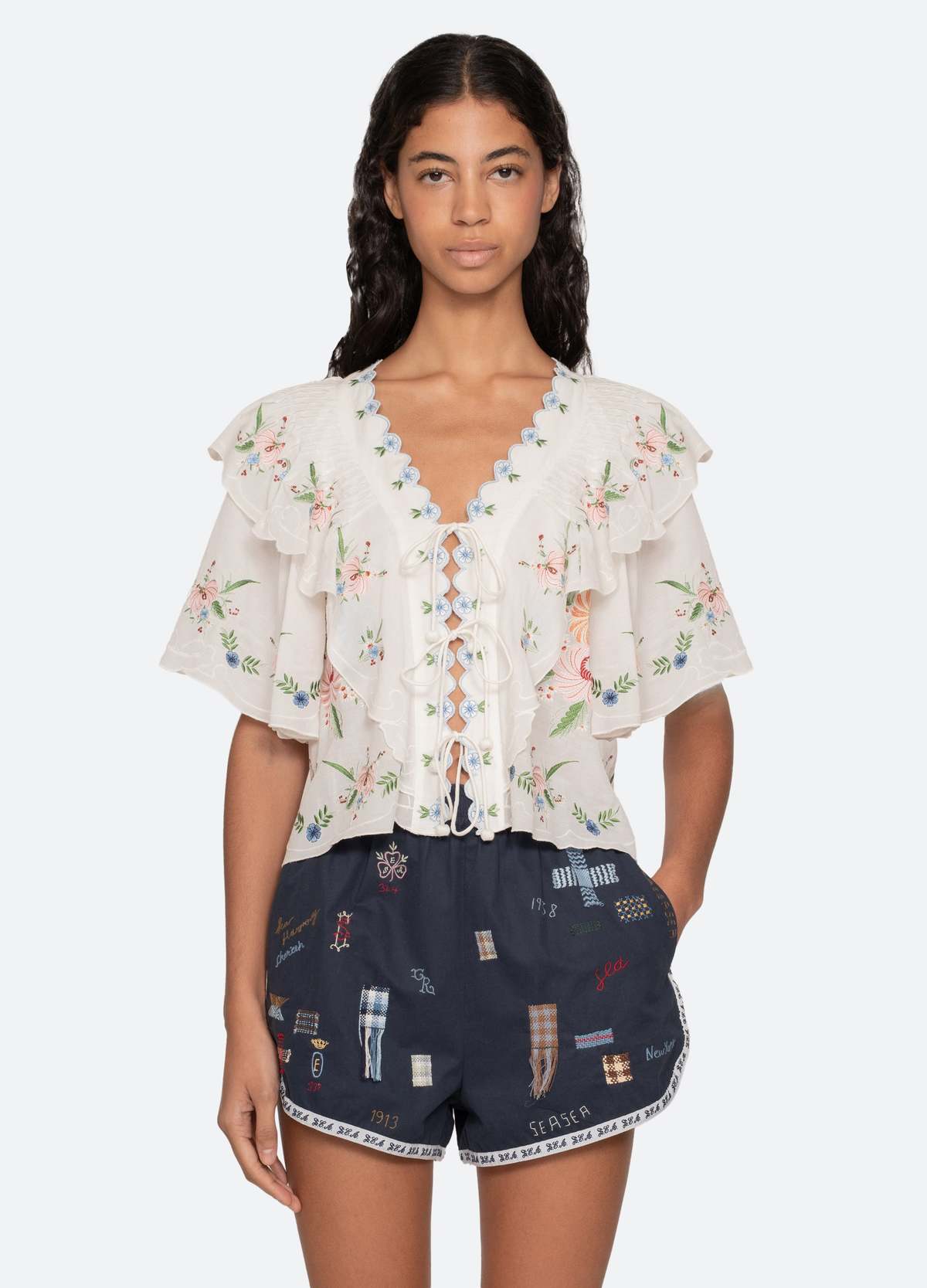 Sea NY Serafina S/S Top - Cream - Image 2 of 8