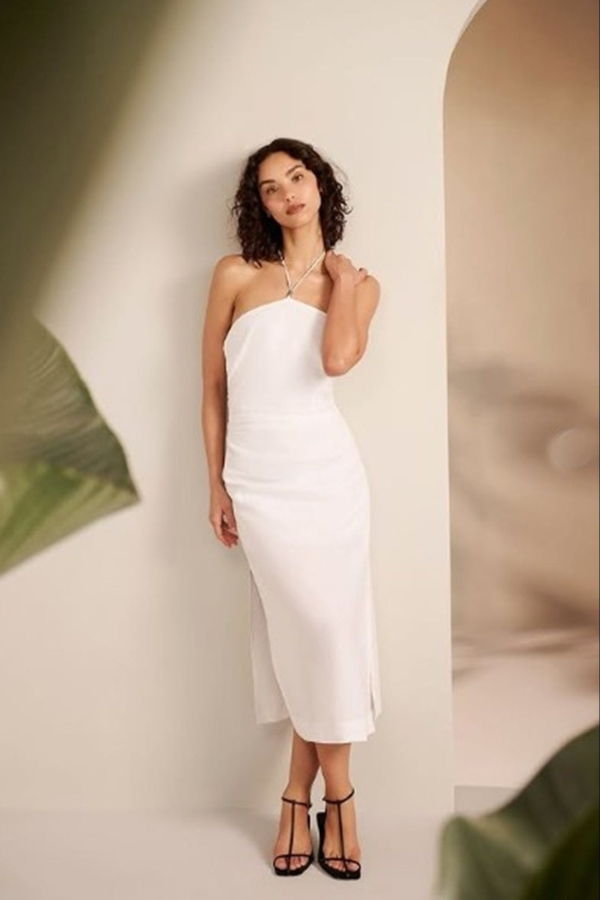 Onia Ruched Halter Dress