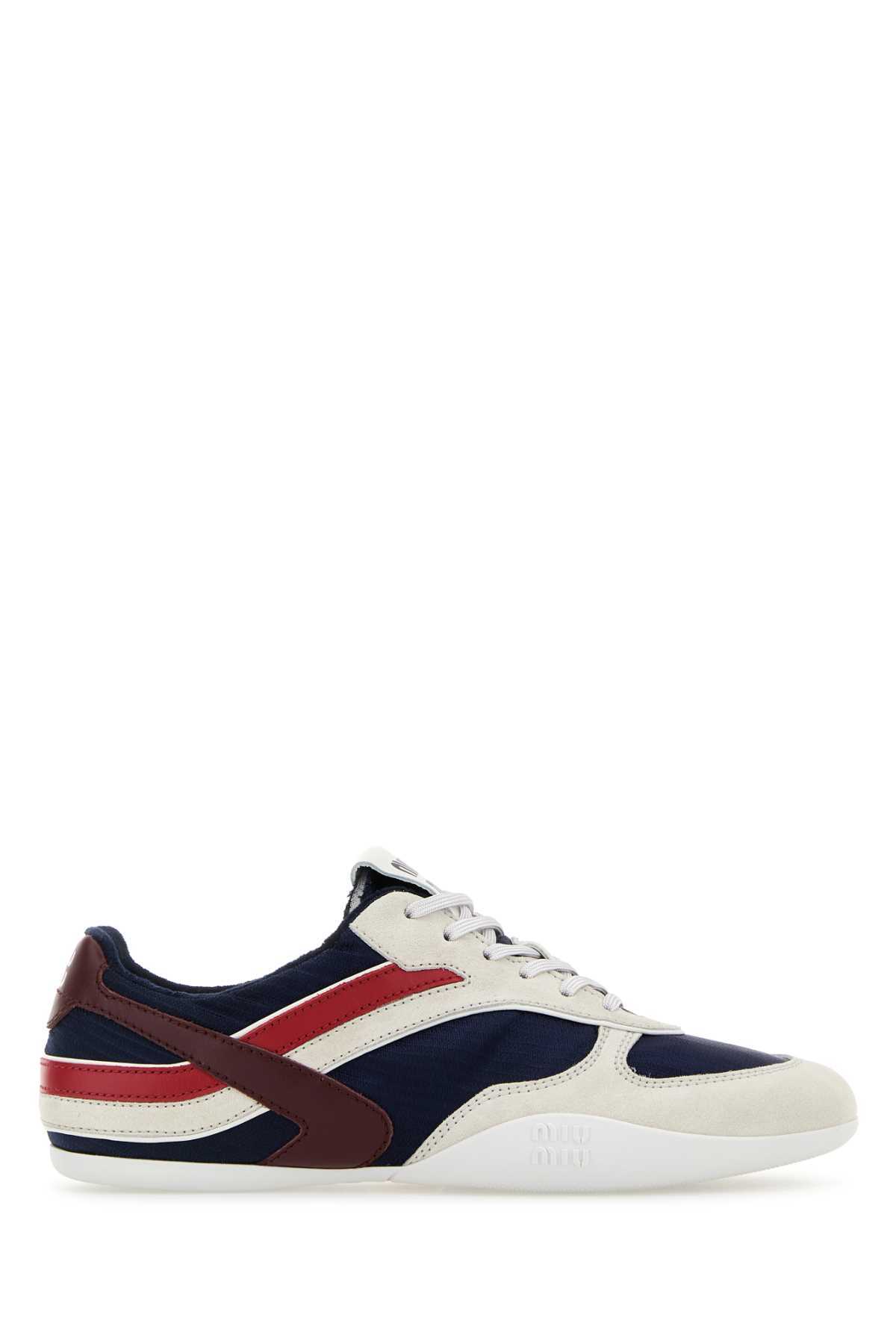 MIU MIU Multicolor Tech Fabric and Suede Gymnasium Sneakers - Z Baltico+amaran - Image 1 of 2