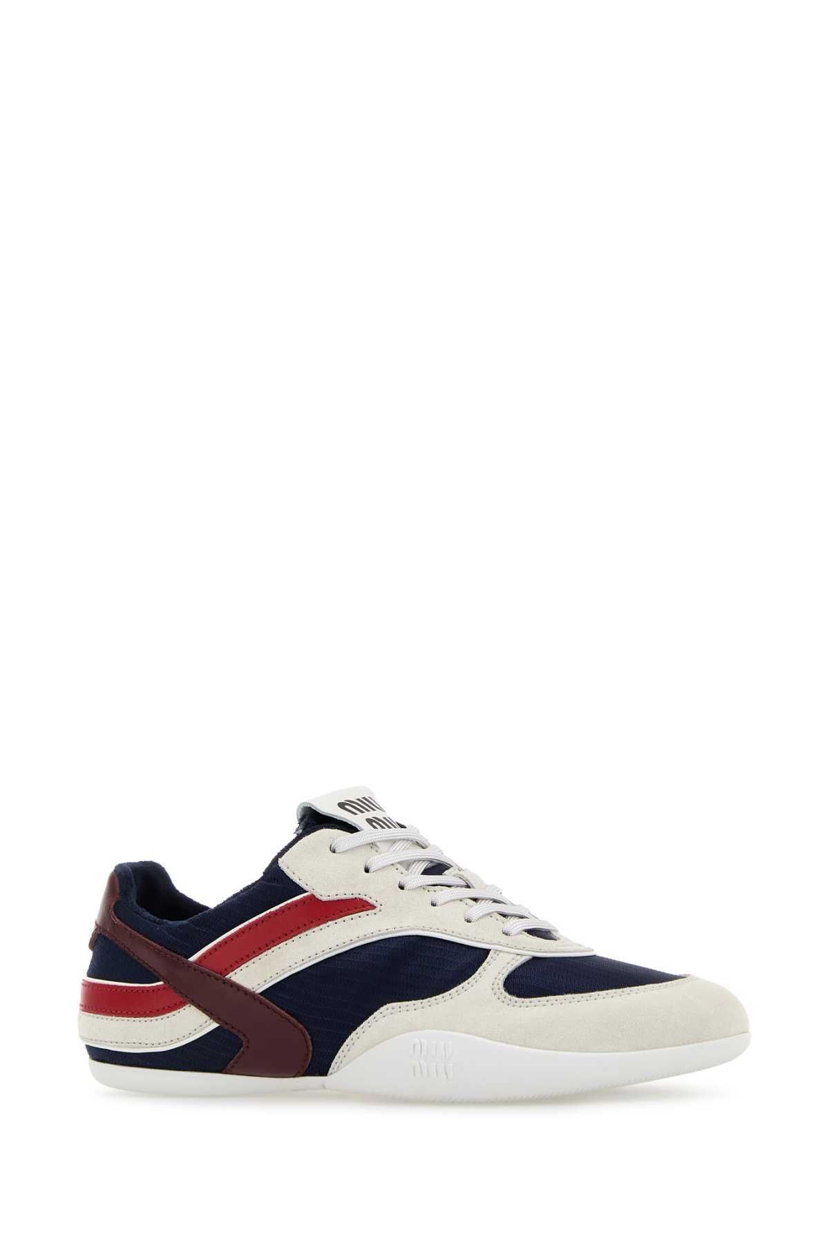 MIU MIU Multicolor Tech Fabric and Suede Gymnasium Sneakers - Z Baltico+amaran - Image 2 of 2