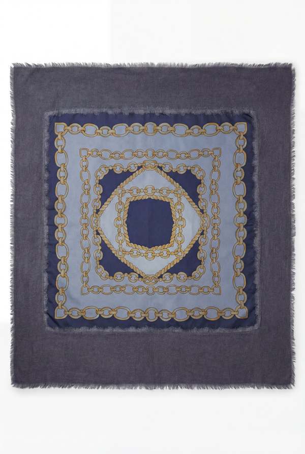 Avant Toi One Of A Kind Chain Scarf - Blue Navy