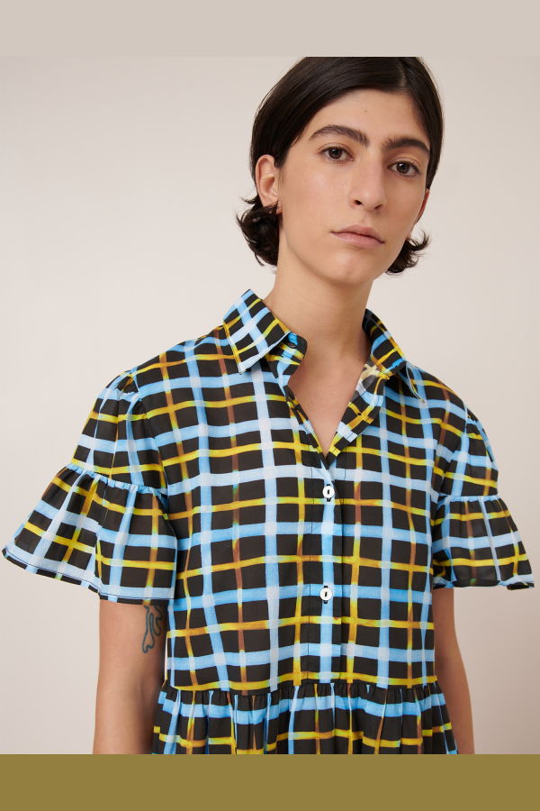 Kowtow Impression Dress - Neon Tartan