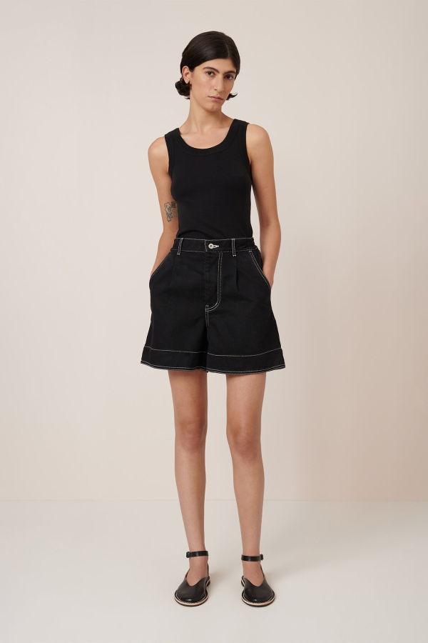 Kowtow Outline Shorts - Black-Denim