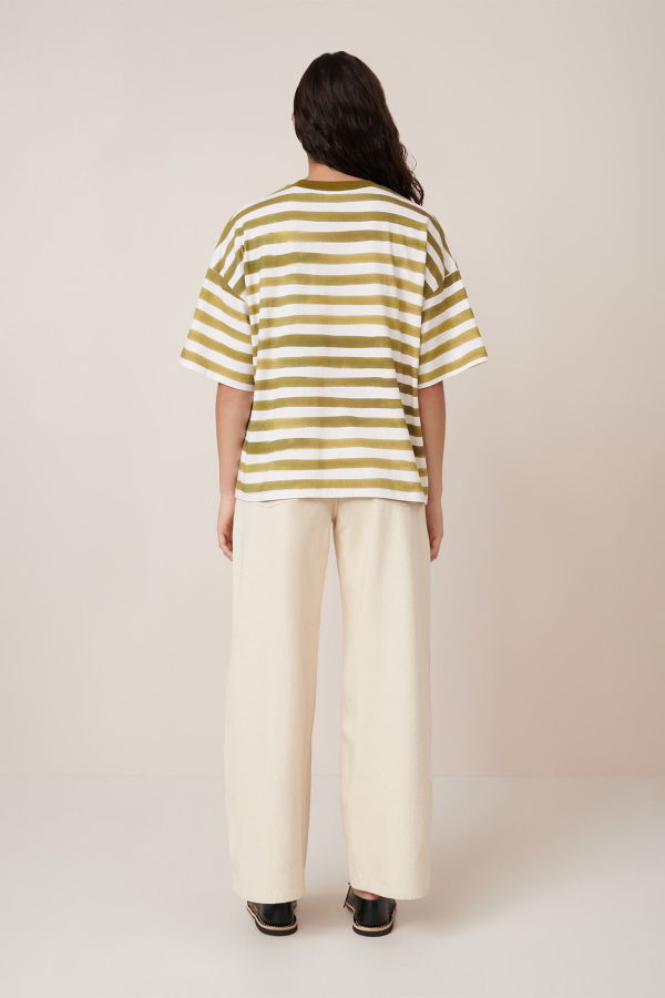 Kowtow Oversized Boxy Tee - Brushstroke Stripe