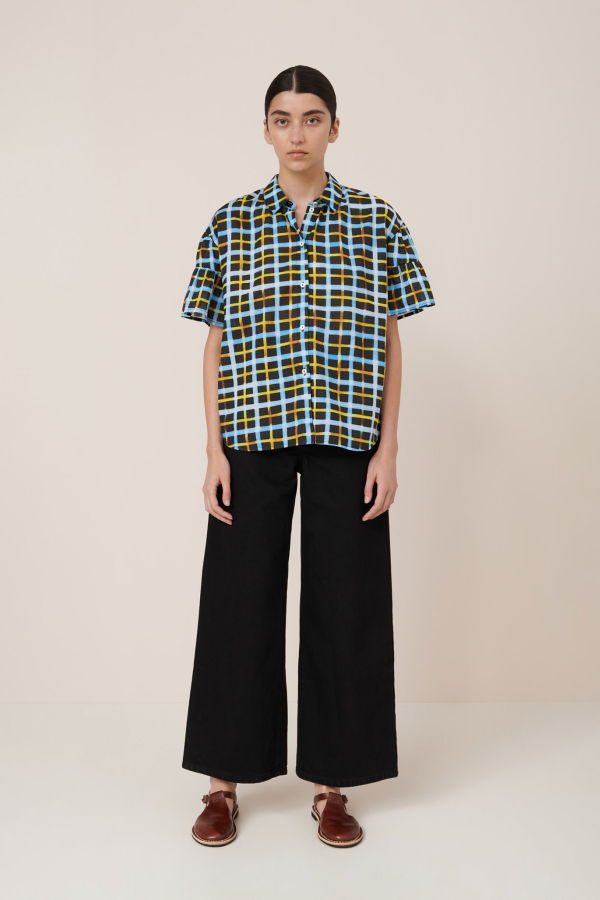 Kowtow Painterly Blouse - Neon Tartan