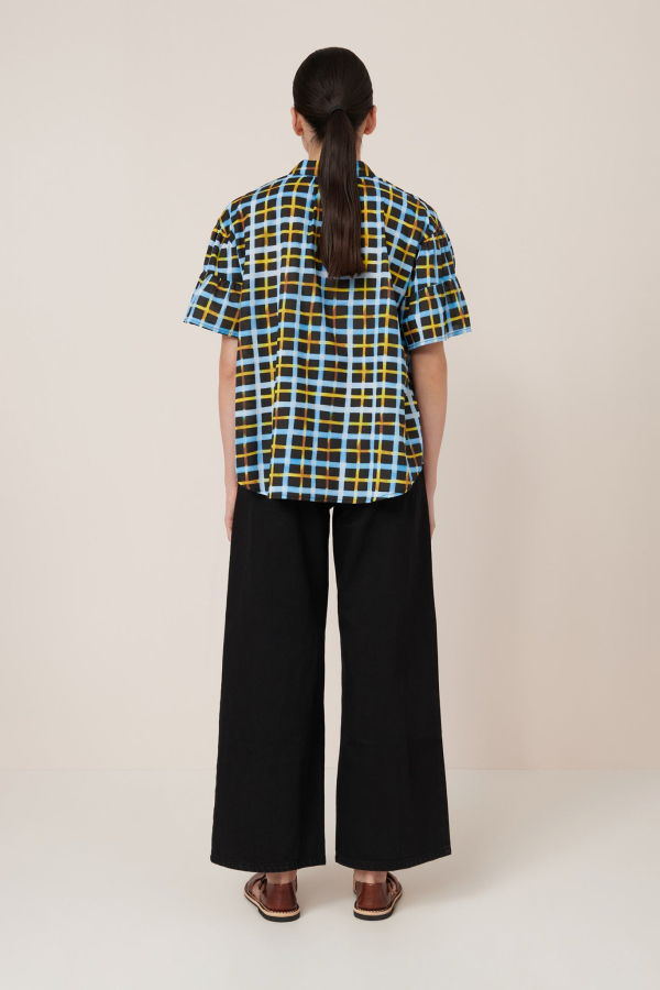 Kowtow Painterly Blouse - Neon Tartan