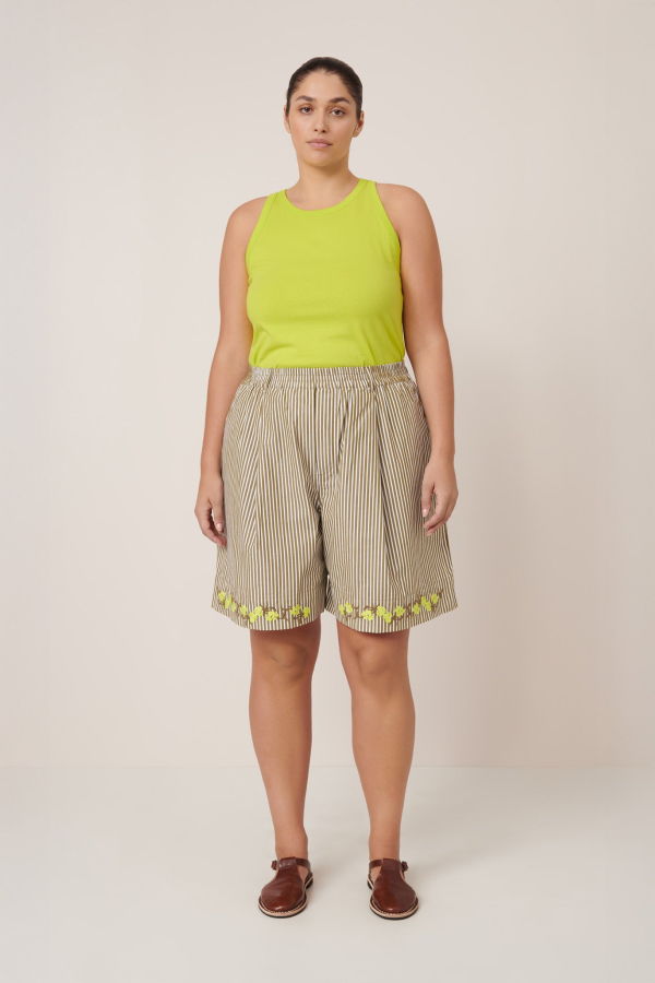 Kowtow Wildflower Shorts - Treetop Stripe