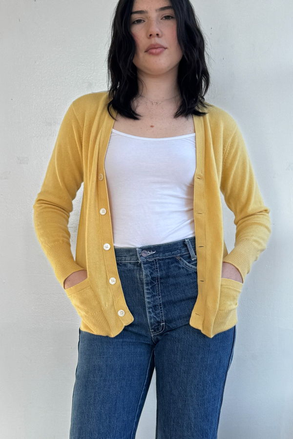 Vintage Ballantyne Lemon Cashmere Cardigan