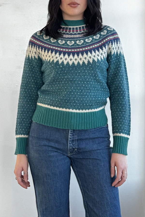 Vintage Woolrich Aqua Fair Isle Sweater - Aqua