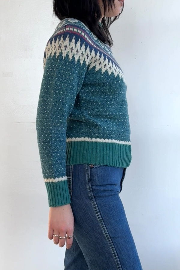 Vintage Woolrich Aqua Fair Isle Sweater - Aqua