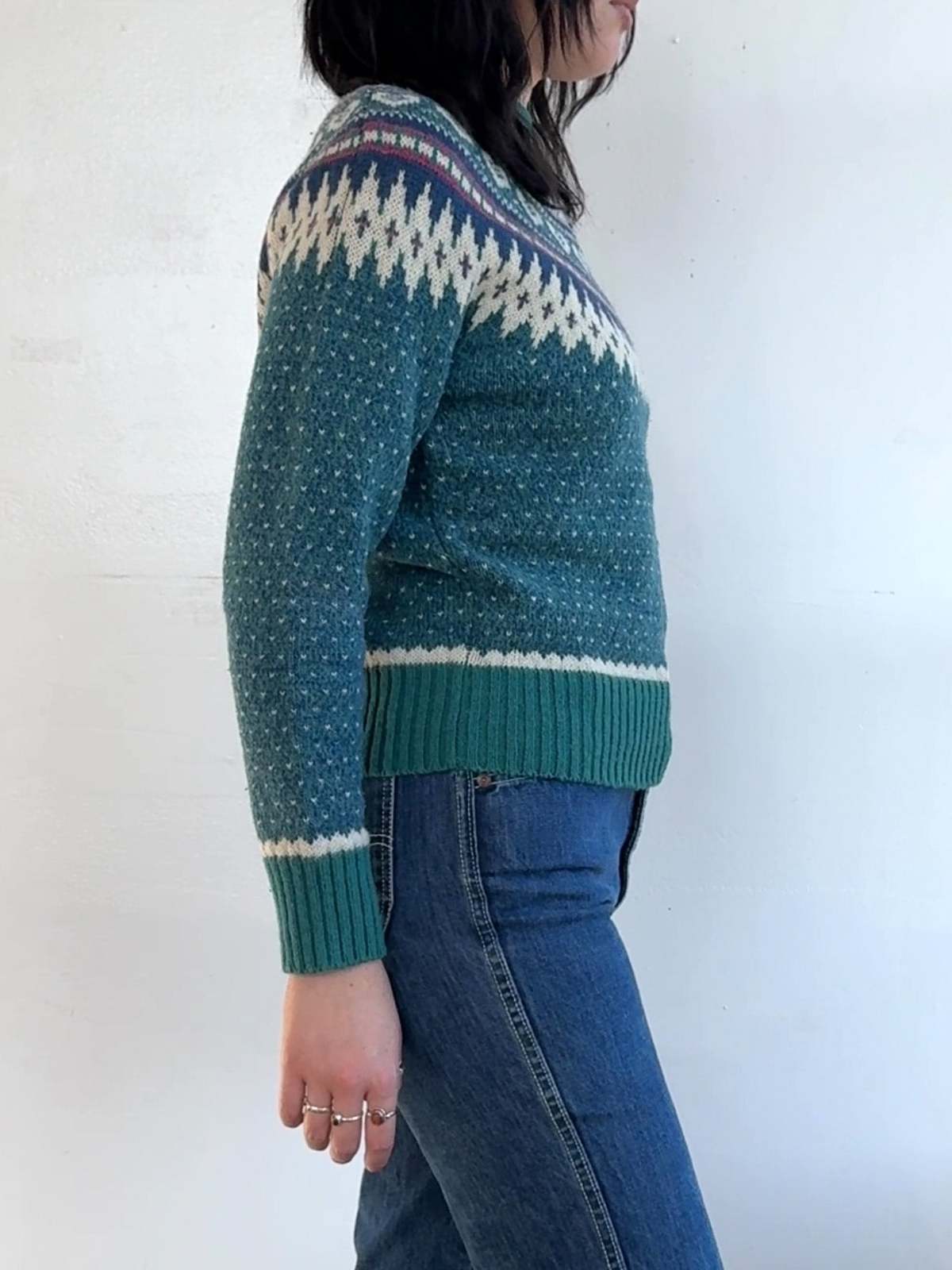 Vintage Woolrich Aqua Fair Isle Sweater - Aqua - Image 2 of 4