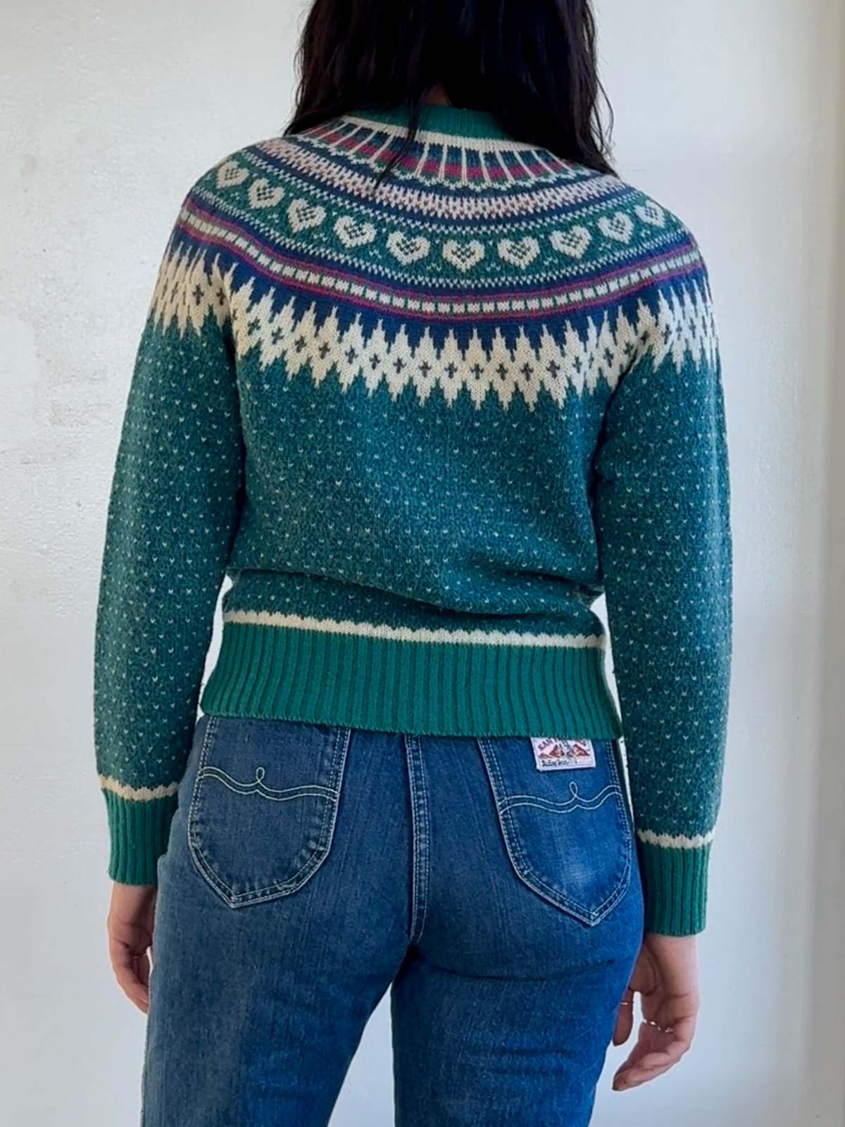 Vintage Woolrich Aqua Fair Isle Sweater - Aqua - Image 3 of 4