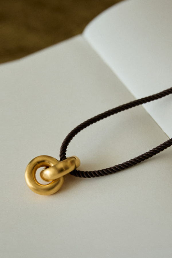 ADORN Golden Pendant / Double Donut Large Necklace - Gold