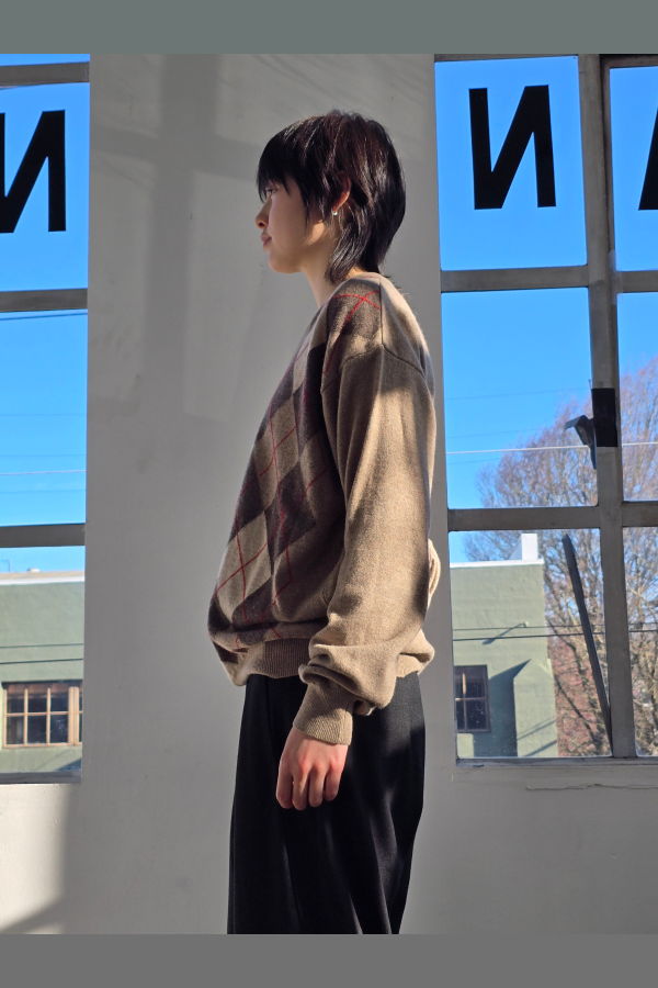 Vintage Pure Cashmere Argyle Pullover Sweater