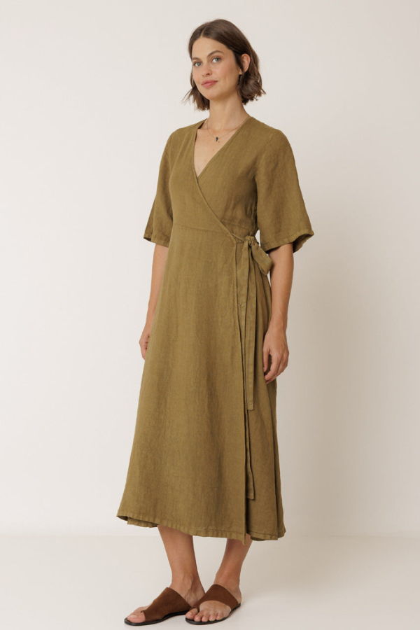 Indi & Cold Crossover Linen Dress