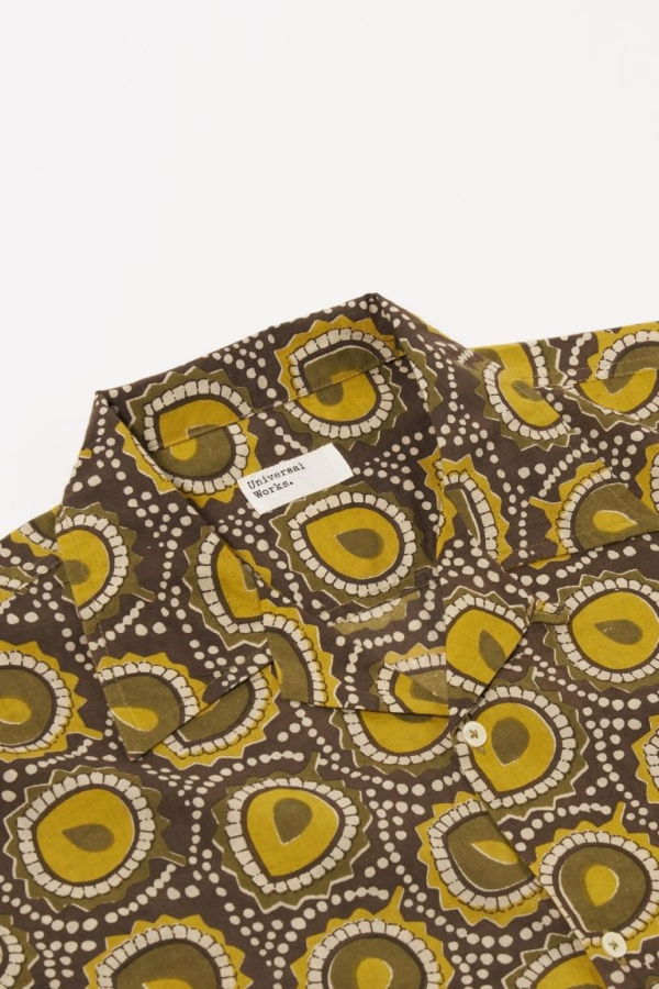 Universal Works Camp Shirt Cape Block Olive