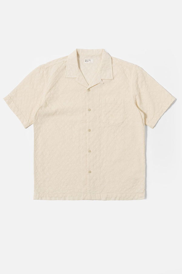 Universal Works Road Shirt in Dot Waffle Ecru