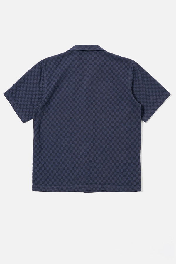 Universal Works Road Shirt in Dot Waffle - Navy