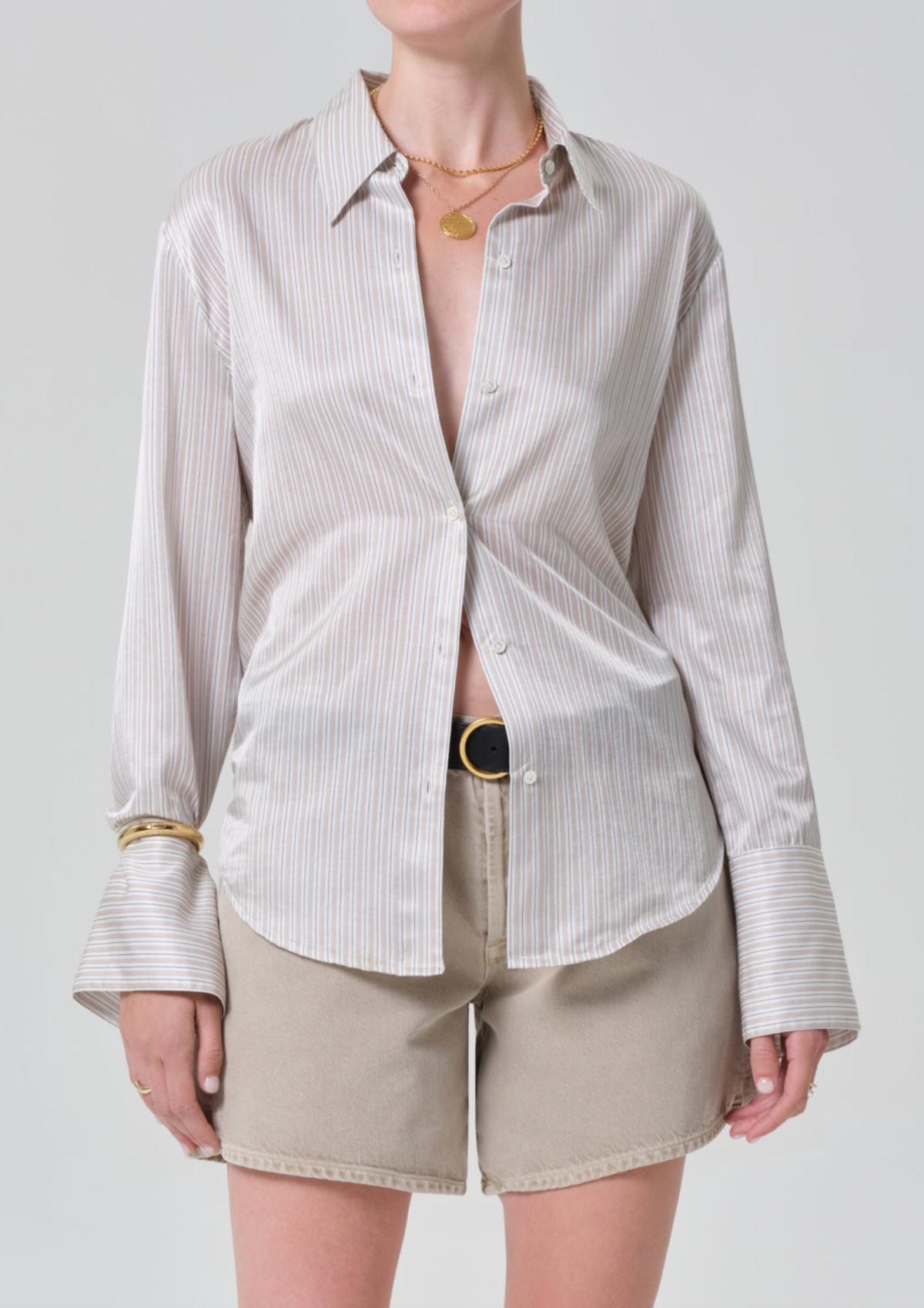 Citizens of Humanity Camilia Shirt - Sandstone Stripe - Image 1 of 6