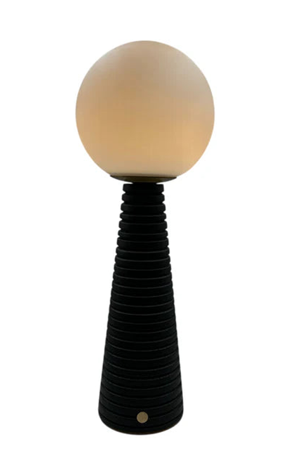 London Atelier Byproduct Large Deco Cone Ribbed Charcoal Lamp