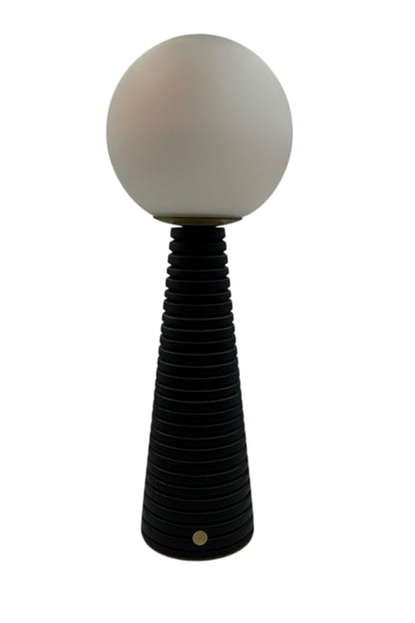 London Atelier Byproduct Large Deco Cone Ribbed Charcoal Lamp