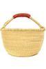 Swahili | AFRICAN MODERN Basic Bolga Farmer's Market Shopper Basket with Brown Leather Handles - Thumbnail 1