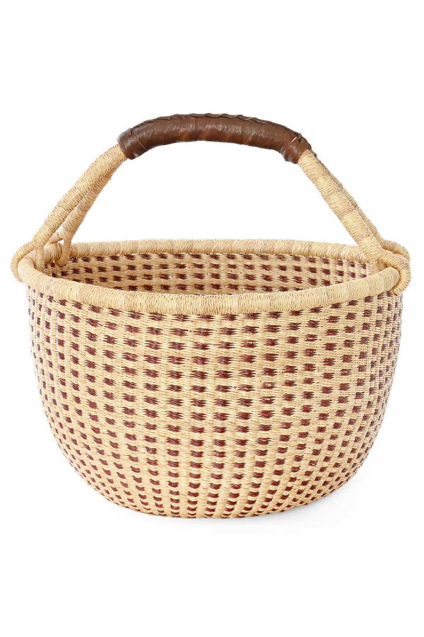 Swahili | AFRICAN MODERN Chestnut and Natural Checked Bolga Basket