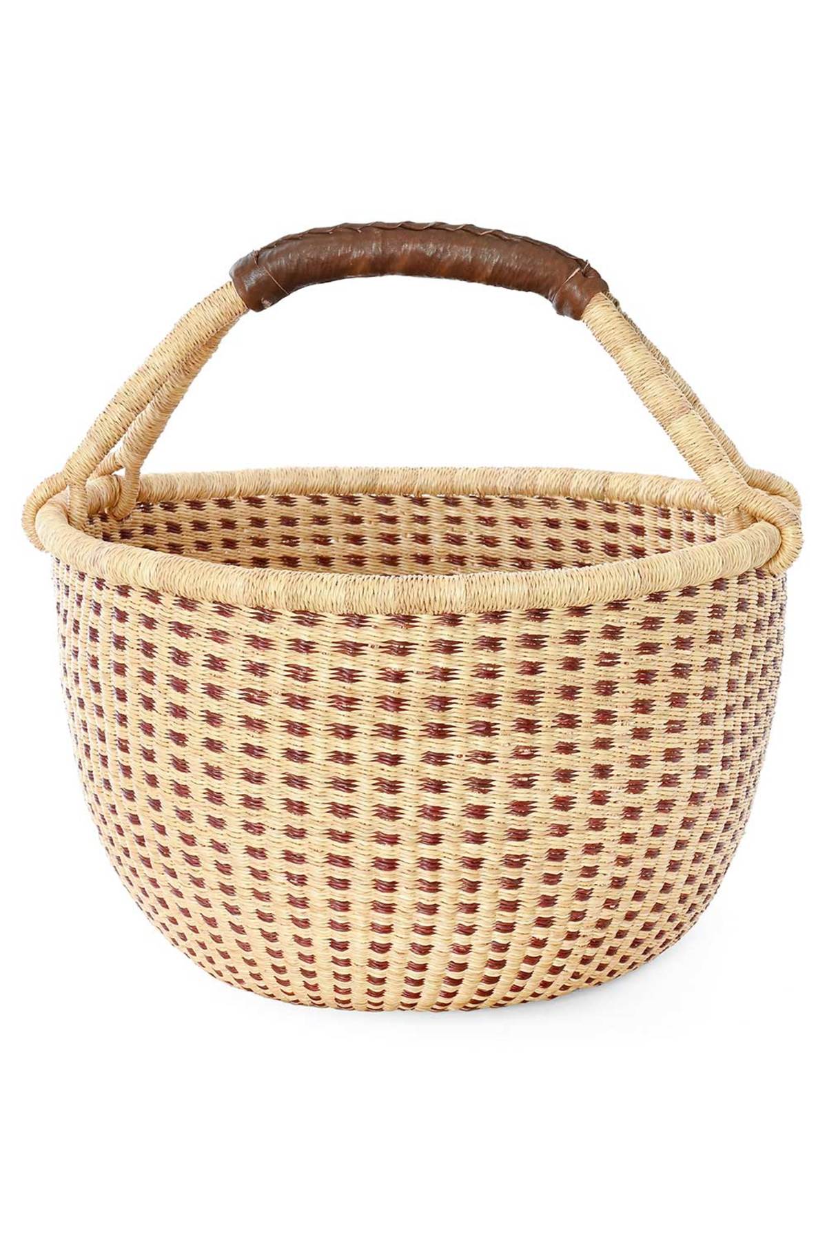 Swahili | AFRICAN MODERN Chestnut and Natural Checked Bolga Basket - Image 1 of 2