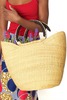 Swahili | AFRICAN MODERN Natural Ghanaian Wing Shopper Bag with Black and Cream Leather Handles - Thumbnail 3