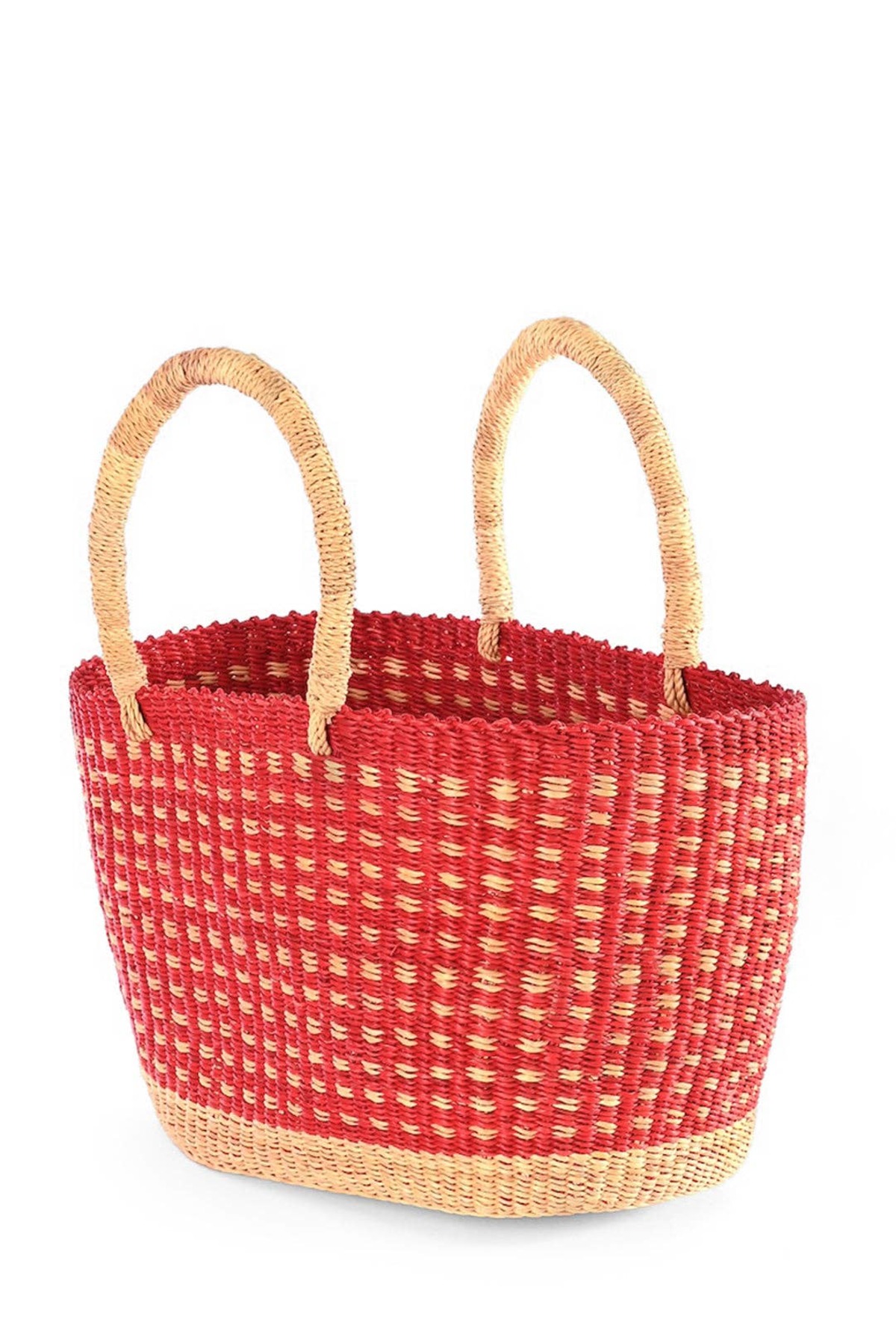 Swahili | AFRICAN MODERN Strawberry Fields Oval Grass Tote - Image 3 of 4