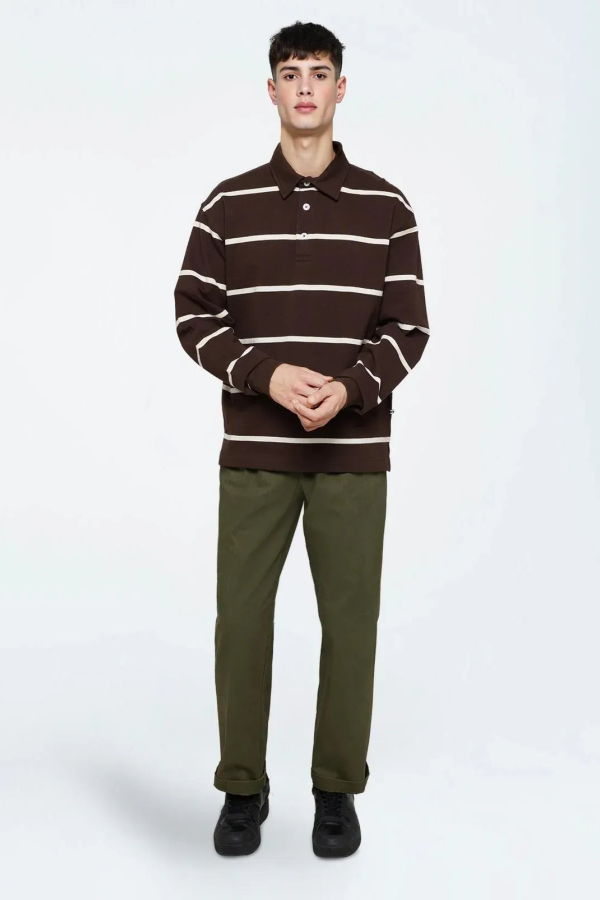 Minimum Tate Rugby Polo Top - Seal Brown