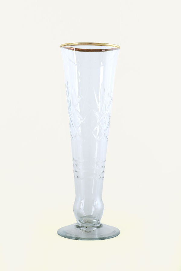 Civil Alchemy Etched Glass Flute with Gold Rim