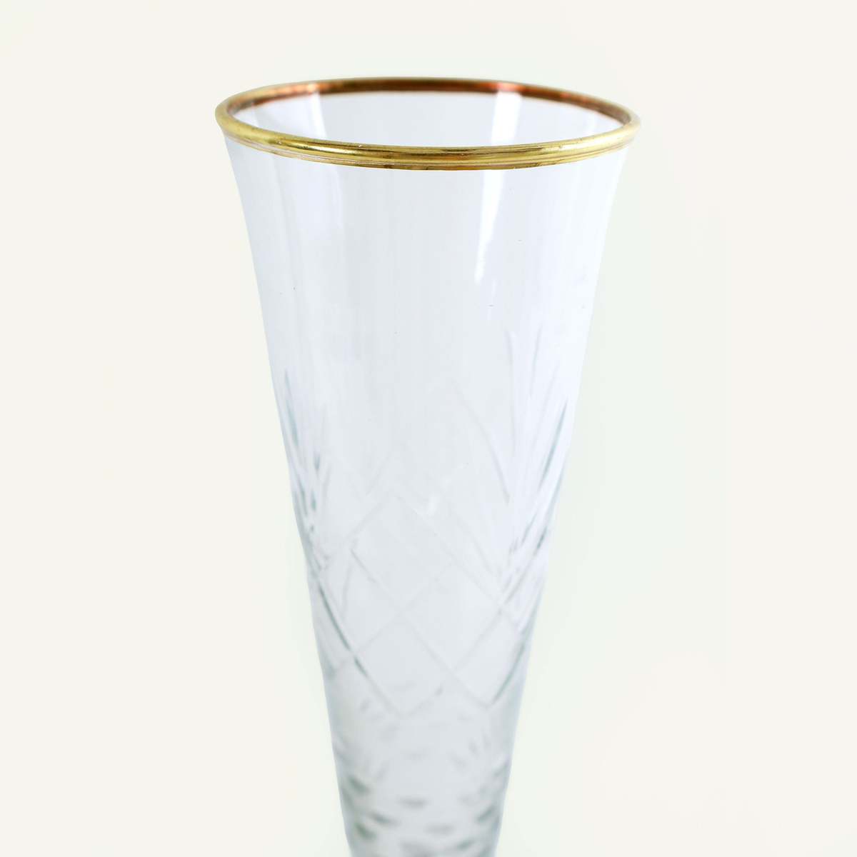 Civil Alchemy Etched Glass Flute with Gold Rim - Image 3 of 4