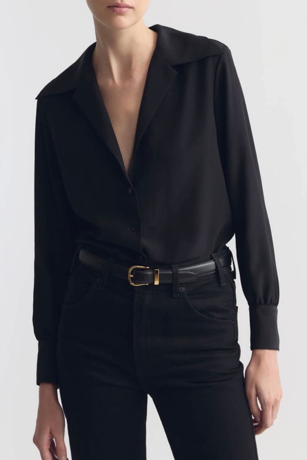 Nili Lotan Joxe Silk Blouse - Black
