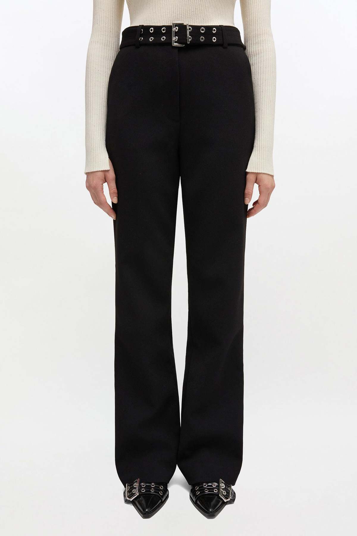 Ganni Bonded Crepe Belted Pant - Image 2 of 4