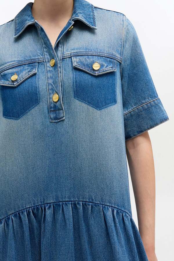 Ganni Light Weight Denim Midi Dress