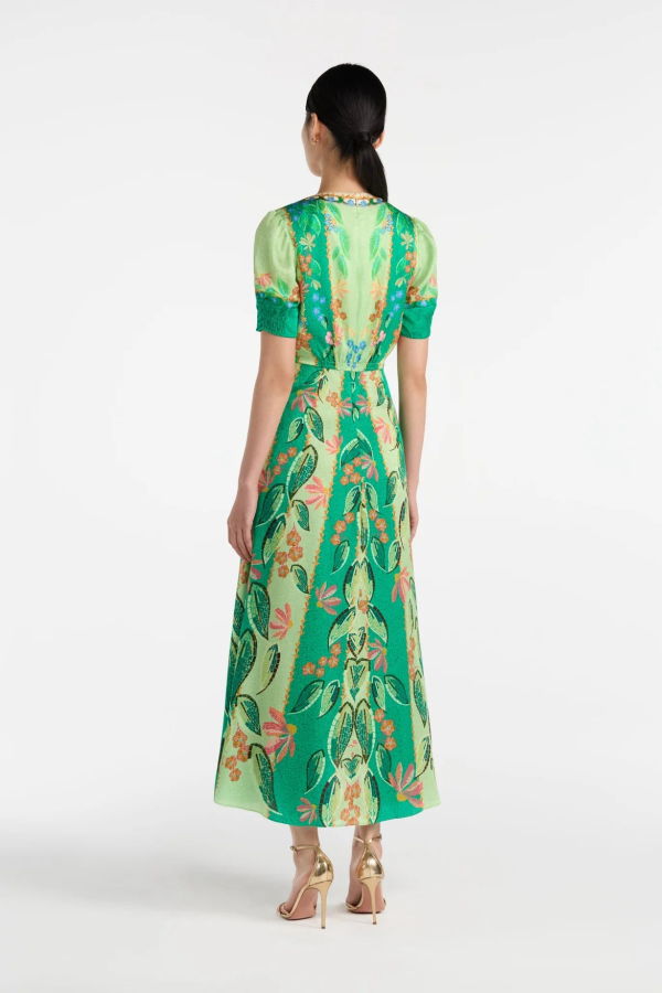 Saloni Lea Long Dress - Terrazzo Jade