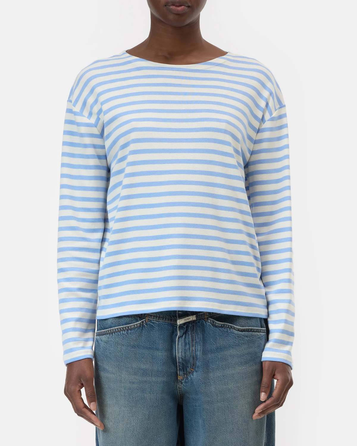 Closed Basic Long Sleeve Top - Sky Blue - Image 1 of 7
