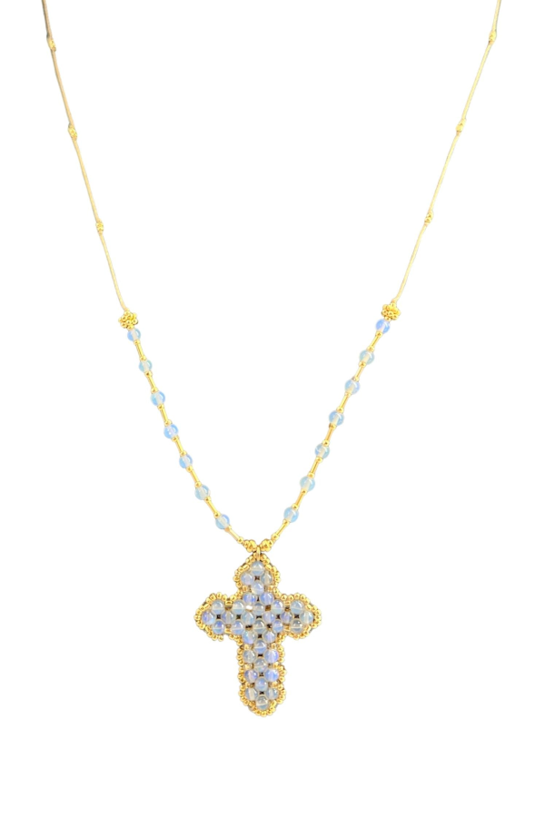 Madison Beverly Hills Beaded Cross Jewelry - Opalescent