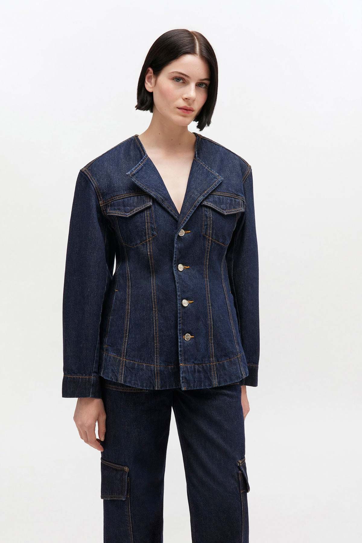 Ganni Denim Blazer - Rinse - Image 1 of 4