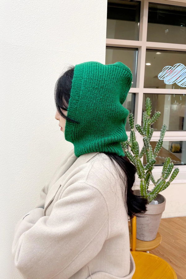 Comfortarians Green Alpaca Balaclava Hat