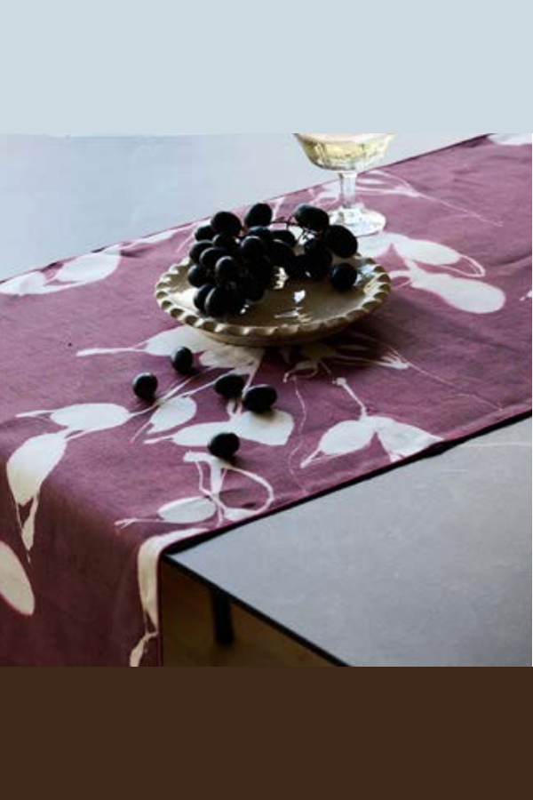 Goldie Home Porto Print in Aubergine Table Runner - Aubergine