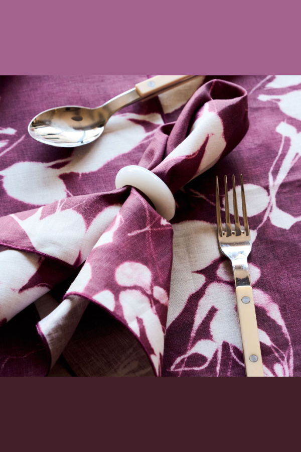 Goldie Home Porto Print in Aubergine Napkins, Set of 4