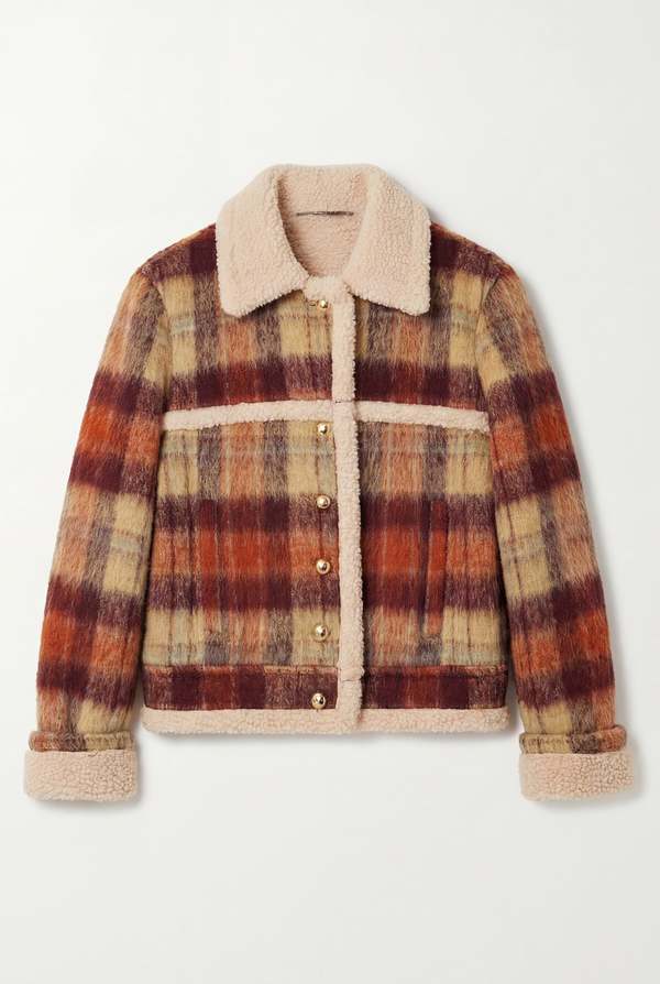 No21 Plaid Shearling Jacket - Marrone/Beige