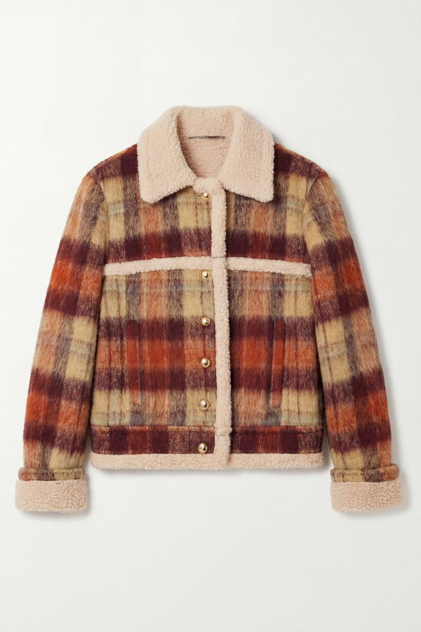 No21 Plaid Shearling Jacket - Marrone/Beige