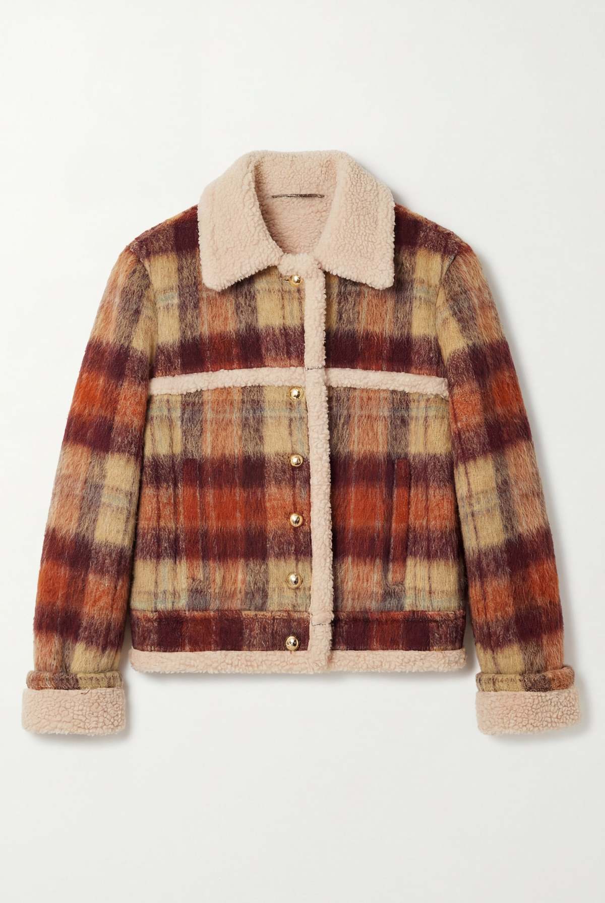 No21 Plaid Shearling Jacket - Marrone/Beige - Image 1 of 1