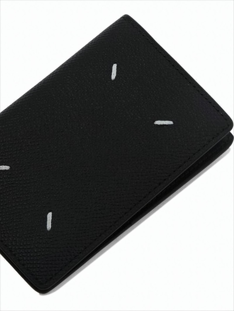 Maison Margiela Textured Calf Leather Bifold Card Wallet - Black